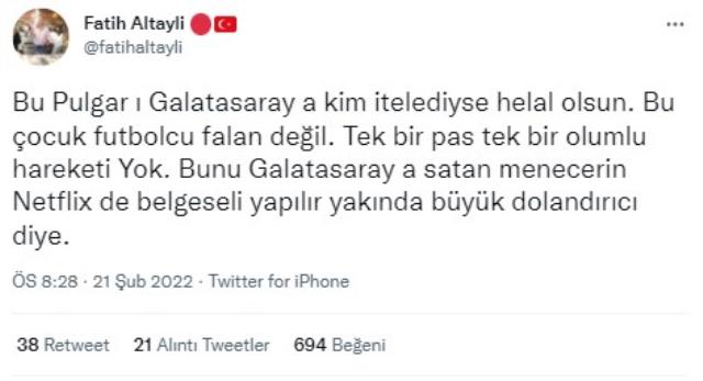 Fatih Altaylı'dan kıyameti koparan sözler: Bu çocuğu Galatasaray'a kim itelediyse belgeseli yapılır Fatih Altaylı'dan kıyameti koparan sözler: Bu çocuğu Galatasaray'a kim itelediyse belgeseli yapılır