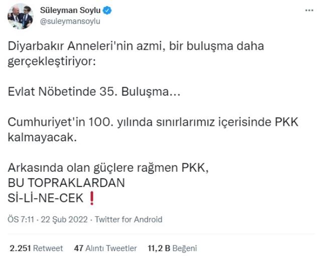 İçişleri Bakanı Süleyman Soylu: 100. yılında sınırlarımızda PKK kalmayacak