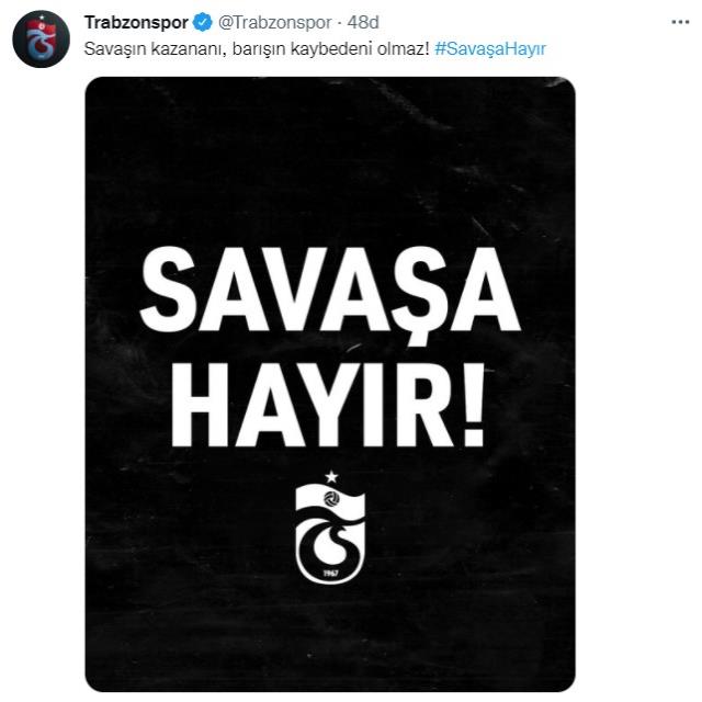 Savaşa sessiz kalmadılar! Süper Lig'in devlerinden Rusya işgaline sert tepki Savaşa sessiz kalmadılar! Süper Lig'in devlerinden Rusya işgaline sert tepki