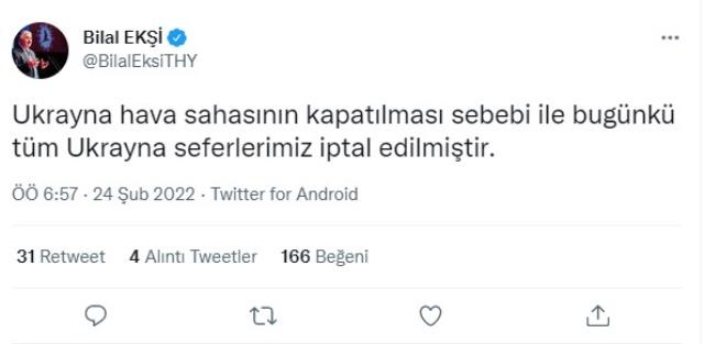 THY, Ukrayna uçuşlarını iptal etti! THY, Ukrayna uçuşlarını iptal etti!