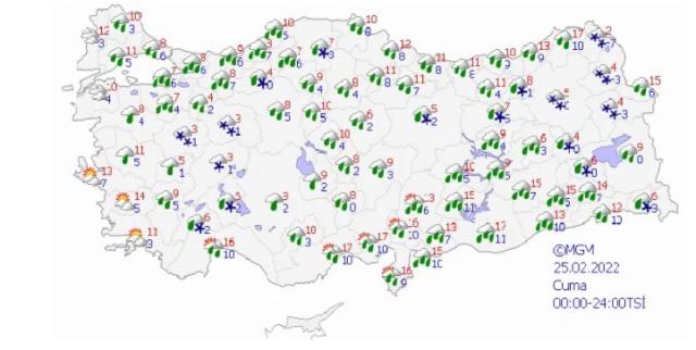 25 Şubat 2022 Cuma hava durumu nasıl olacak: Yağış tüm yurtta etkili olacak