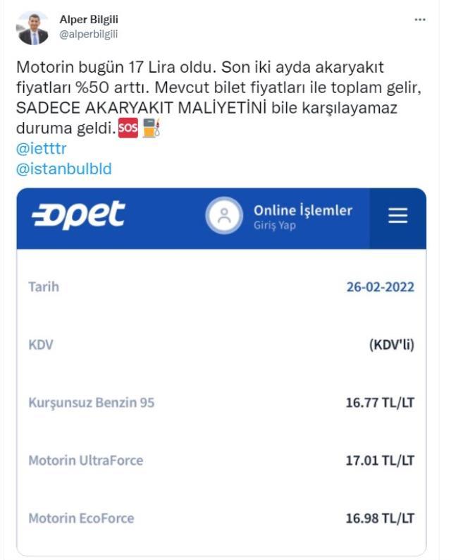 Akaryakıt zammı İETT'yi vurunca, genel müdür 'SOS' diyerek paylaştı!