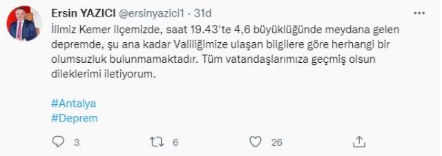 Antalya'nın Kepez ilçesinde korkutan deprem Antalya'nın Kepez ilçesinde korkutan deprem