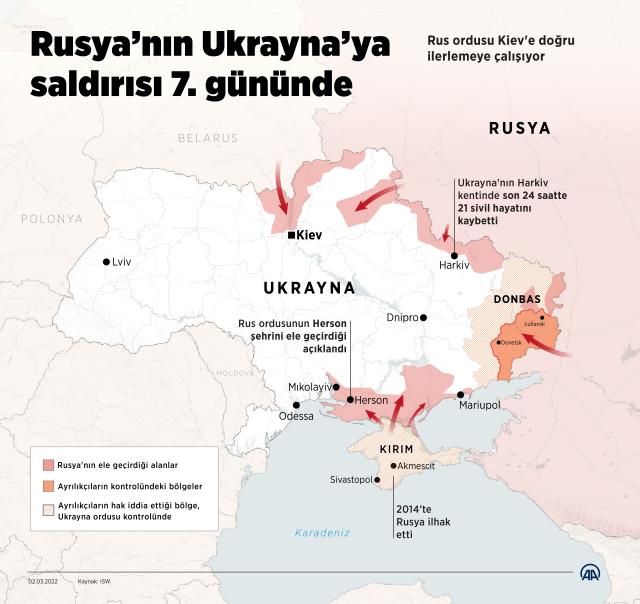 Ukrayna-Rusya savaşında 7. gün! 2 bin sivil hayatını kaybetti, Kiev ve Harkov bombalanıyor Ukrayna-Rusya savaşında 7. gün! 2 bin sivil hayatını kaybetti, Kiev ve Harkov bombalanıyor