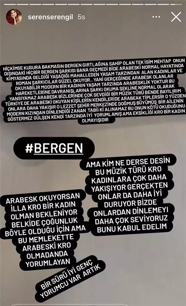 Seren Serengil'den tepki çeken yorum: Arabesk müzik en çok kıro kadınlara yakışıyor