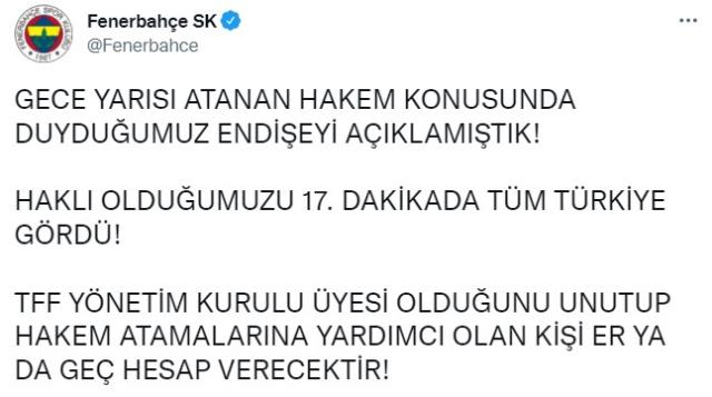 Fenerbahçe'den Trabzonspor maçının devre arasında gündeme oturan açıklama: Tüm Türkiye haklı olduğumu gördü Fenerbahçe'den Trabzonspor maçının devre arasında gündeme oturan açıklama: Tüm Türkiye haklı olduğumu gördü