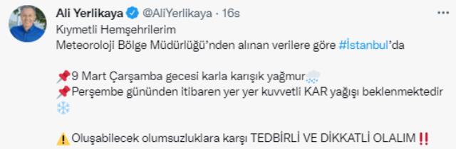 Meteoroloji Genel Müdürlüğü tahminleri güncelledi: Kar yağışı günlerce devam edecek Meteoroloji Genel Müdürlüğü tahminleri güncelledi: Kar yağışı günlerce devam edecek