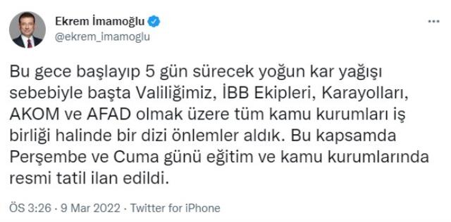 İstanbul'da beklenen kar yağışı başladı! İmamoğlu alınan önlemleri paylaştı İstanbul'da beklenen kar yağışı başladı! İmamoğlu alınan önlemleri paylaştı