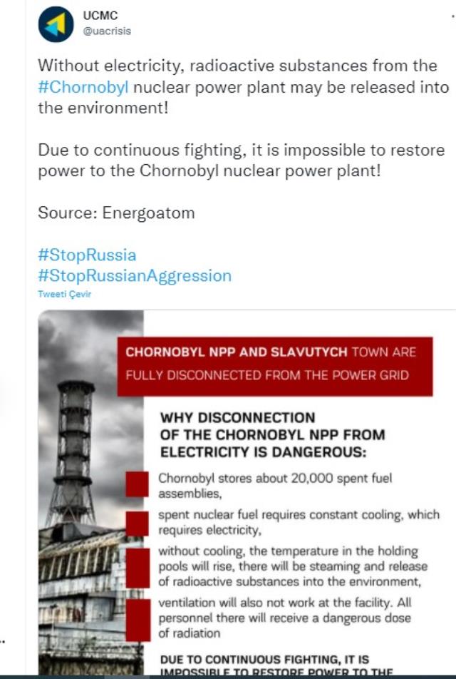 Ukrayna'dan 'Çernobil' uyarısı: Elektriği kesildi, jeneratörlerin 48 saatlik kapasitesi var, 48 saat sonra radyasyon sızıntısı başlar