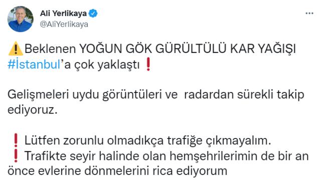 İstanbul Valisi Yerlikaya'dan kar yağışı nedeniyle 'trafiğe çıkmayın' uyarısı İstanbul Valisi Yerlikaya'dan kar yağışı nedeniyle 'trafiğe çıkmayın' uyarısı