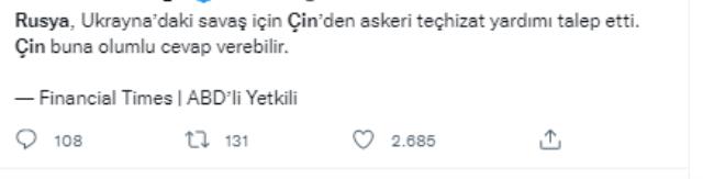 Rusya'nın Çin'den askeri yardım istediği iddiası