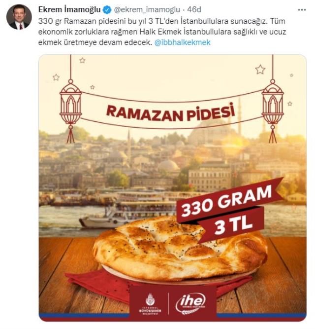 İBB Başkanı Ekrem İmamoğlu sosyal medyadan açıkladı: Halk Ekmek'te Ramazan pidesinin fiyatı belli oldu