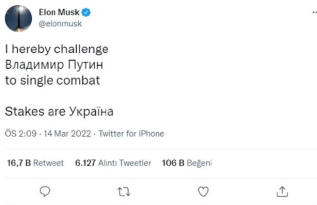 Kadirov'dan Putin'e meydan okuyan Elon Musk'a yanıt Kadirov'dan Putin'e meydan okuyan Elon Musk'a yanıt