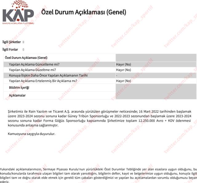 Son Dakika: Beşiktaş, Rain Yazılım ile 12 milyon 250 bin euro değerinde forma göğüs sponsorluk anlaşması imzaladı Son Dakika: Beşiktaş, Rain Yazılım ile 12 milyon 250 bin euro değerinde forma göğüs sponsorluk anlaşması imzaladı