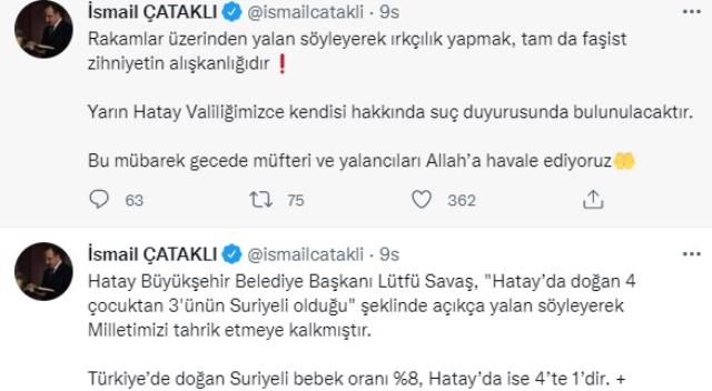 Bakan Yardımcısı Çataklı: Hatay Valiliğince Lütfü Savaş hakkında suç duyurusunda bulunulacak Bakan Yardımcısı Çataklı: Hatay Valiliğince Lütfü Savaş hakkında suç duyurusunda bulunulacak