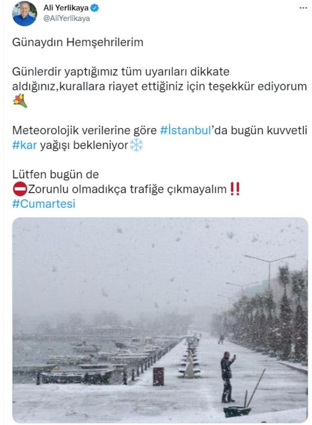 Vali Yerlikaya bugün için uyardı: Kuvvetli kar yağışı bekleniyor, trafiğe çıkmayın Vali Yerlikaya bugün için uyardı: Kuvvetli kar yağışı bekleniyor, trafiğe çıkmayın