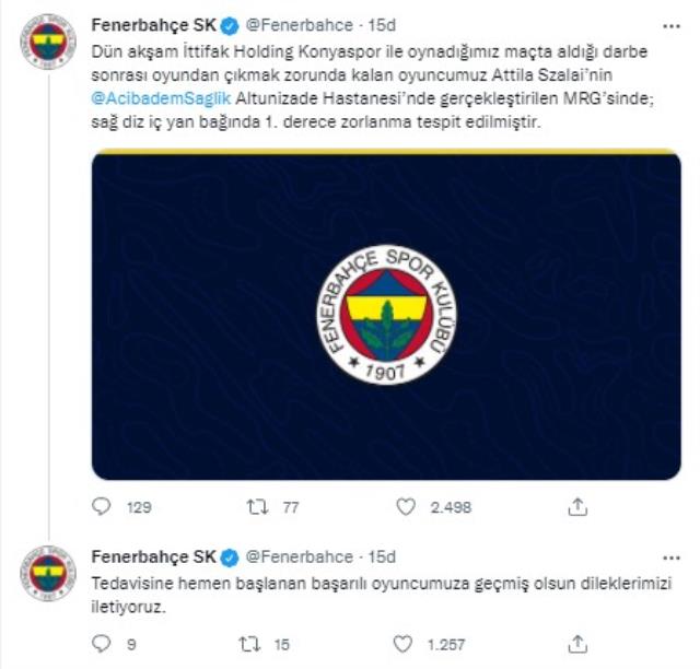 Galibiyetin tadı tuzu kalmadı! Fenerbahçe'nin yıldızı Szalai'den kötü haber Galibiyetin tadı tuzu kalmadı! Fenerbahçe'nin yıldızı Szalai'den kötü haber