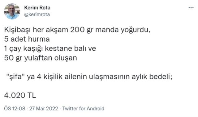 Cumhurbaşkanı Erdoğan'ın 'Şifa' diye tavsiye ettiği ürünlerin maliyeti hesaplandı