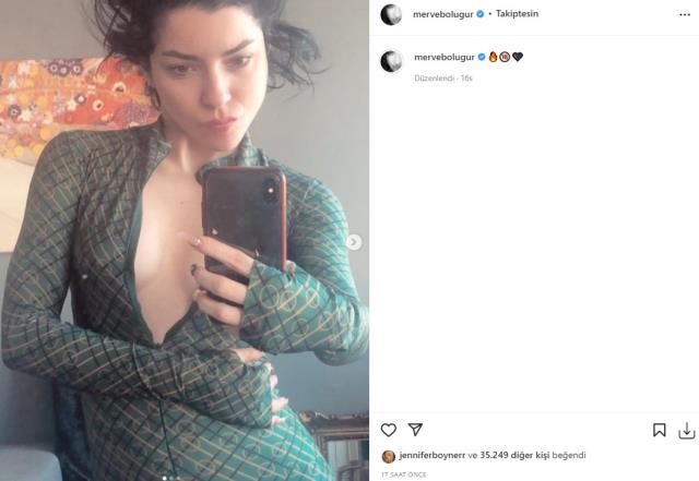 Merve Boluğur ayna karşısına geçip tulumunun fermuarını indirdi, yetmedi +18 uyarısı koydu