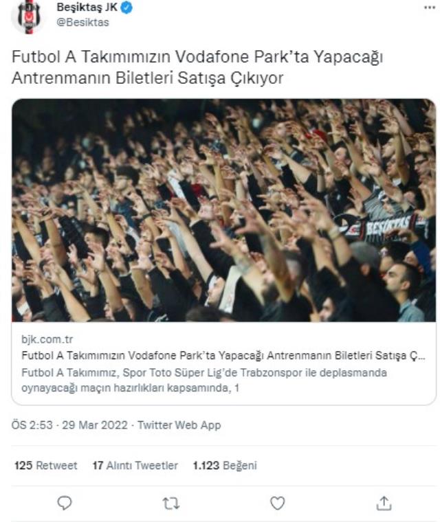 Derbi öncesi taraftarı havaları uçuran karar! Beşiktaş, biletleri 1 liradan satışa çıkardı Derbi öncesi taraftarı havaları uçuran karar! Beşiktaş, biletleri 1 liradan satışa çıkardı