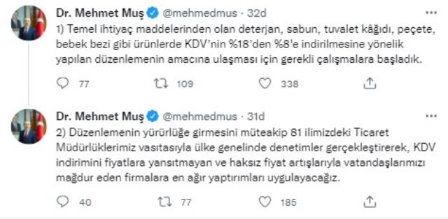 Bakan Muş'tan KDV fırsatçılarına gözdağı: En ağır cezayı uygulayacağız Bakan Muş'tan KDV fırsatçılarına gözdağı: En ağır cezayı uygulayacağız