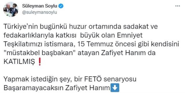 Soylu'dan Akşener'in Emniyet Teşkilatı hakkındaki sözlerine sert tepki: Yapmak istediğin bir FETÖ senaryosudur Soylu'dan Akşener'in Emniyet Teşkilatı hakkındaki sözlerine sert tepki: Yapmak istediğin bir FETÖ senaryosudur