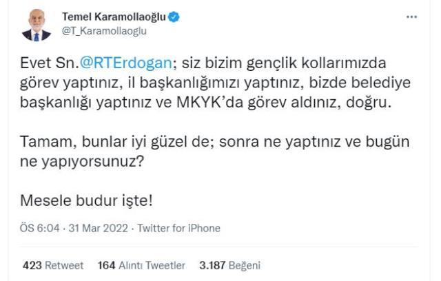 Erbakan polemiğinde 'Haddine mi senin' diyen Cumhurbaşkanı Erdoğan'a Karamollaoğlu'ndan yanıt