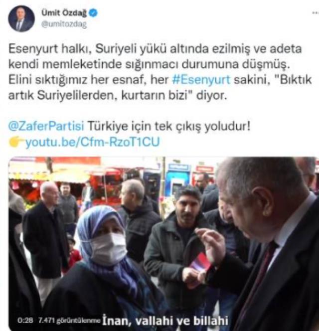 Zafer Partisi Genel Başkanı Ümit Özdağ'ın 'Sizi göndereceğiz' dediği Suriyeli gencin tepkisi dikkat çekti: İnşallah Zafer Partisi Genel Başkanı Ümit Özdağ'ın 'Sizi göndereceğiz' dediği Suriyeli gencin tepkisi dikkat çekti: İnşallah
