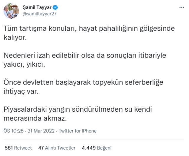 Türkiye'deki hayat pahalılığı AK Partili Şamil Tayyar'ı da isyan ettirdi! Sosyal medyadan dikkat çeken paylaşım