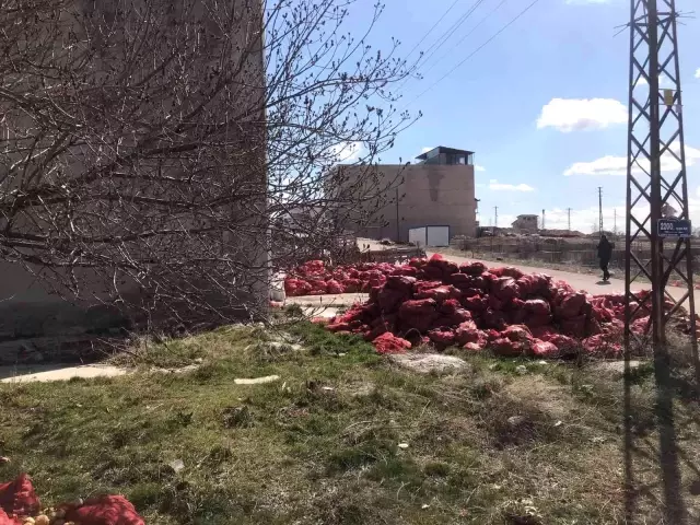 Yol kenarına atılmış yüzlerce çuval soğan, ekipleri harekete geçirdi