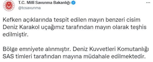 Son Dakika: Karadeniz'de 3. mayın tespit edildi! SAS timleri Kefken açıklarında bulunan mayına müdahale ediyor