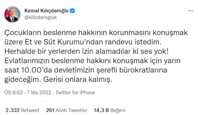 TÜİK ve Milli Eğitim Bakanlığı'na alınmamıştı! Kılıçdaroğlu yarın da Et ve Süt Kurumu'na gidiyor