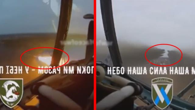 Ukrayna ordusuna ait helikopterin hedeflerini vurma anı pilotun kamerasına yansıdı