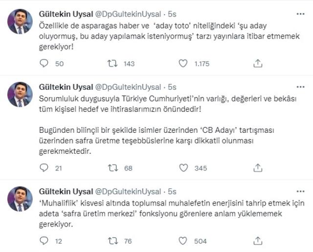 6'lı masanın ortağı Gültekin Uysal, muhalefetin cumhurbaşkanı adayı için 3 kriter paylaştı! İlk madde kriz çıkarır 6'lı masanın ortağı Gültekin Uysal, muhalefetin cumhurbaşkanı adayı için 3 kriter paylaştı! İlk madde kriz çıkarır