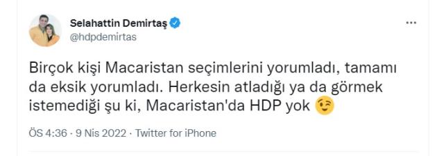 Selahattin Demirtaş'tan Macaristan seçimleri üzerinden Türkiye mesajı: Macaristan'da HDP yok ki!