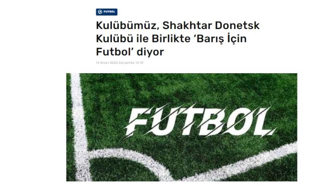 Fenerbahçe, savaş mağduru masumlar çin Ukrayna ekibi Shakhtar'la maç yapacağını açıkladı