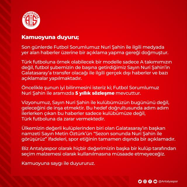Nuri Şahin'i takımın başına getirmek isteyen Galatasaray'a beklenmedik cevap