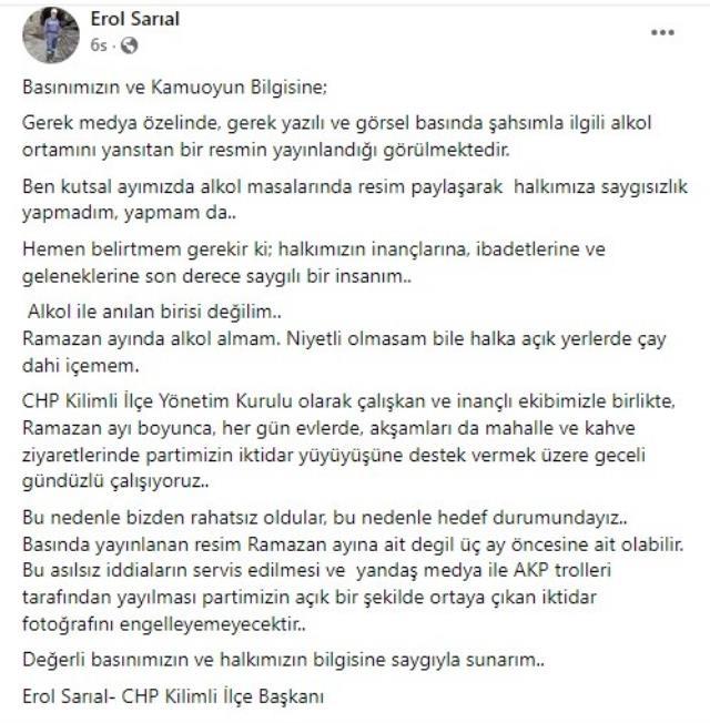 Ramazan ayında içki masasını paylaşan partili istifa etti