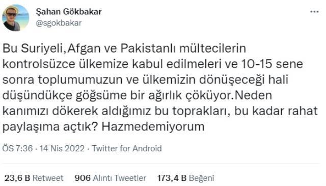 Şahan Gökbakar'dan mülteci isyanı: Kanımızı dökerek aldığımız toprakları paylaşıma açtık