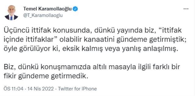 Temel Karamollaoğlu, gündem yaratan ' Üçüncü ittifak olabilir' sözlerine açıklık getirdi