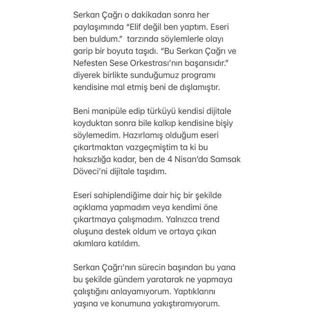 'Langıdı Lan Lan Samsak Döveci' gerginliğinde son perde! Elif Buse Doğan, Serkan Çağrı'nın iddiaları sonrası sessizliğini bozdu