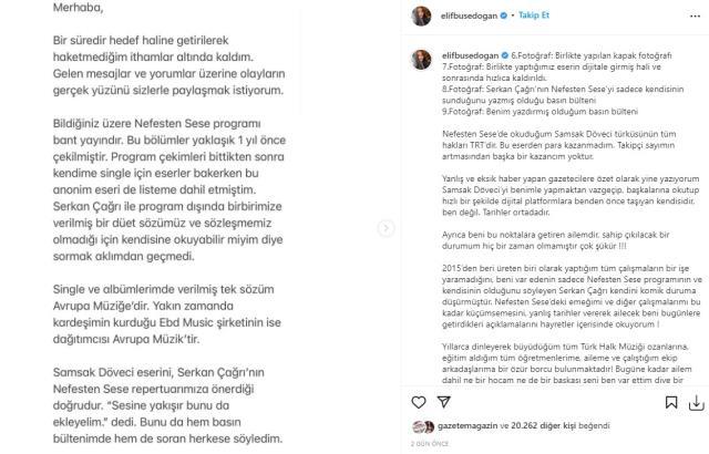 'Langıdı Lan Lan Samsak Döveci' gerginliğinde son perde! Elif Buse Doğan, Serkan Çağrı'nın iddiaları sonrası sessizliğini bozdu