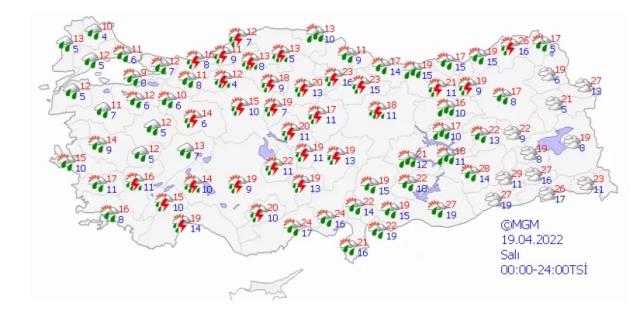 19 Nisan Salı günü hava nasıl olacak? Yurt genelinde sağanak yağış ve bulutlu bir hava hakim