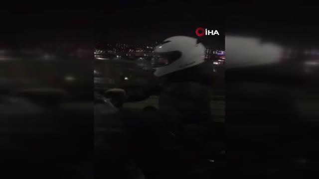 E-5'te motosiklet sürücüsünün ölümle dansı kamerada E-5'te motosiklet sürücüsünün ölümle dansı kamerada