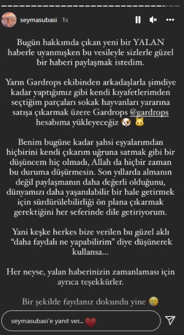 Para kazanmak için lüks eşyalarını mı sattığı söylenen Şeyma Subaşı'dan cevap: Sokak hayvanları için sattım
