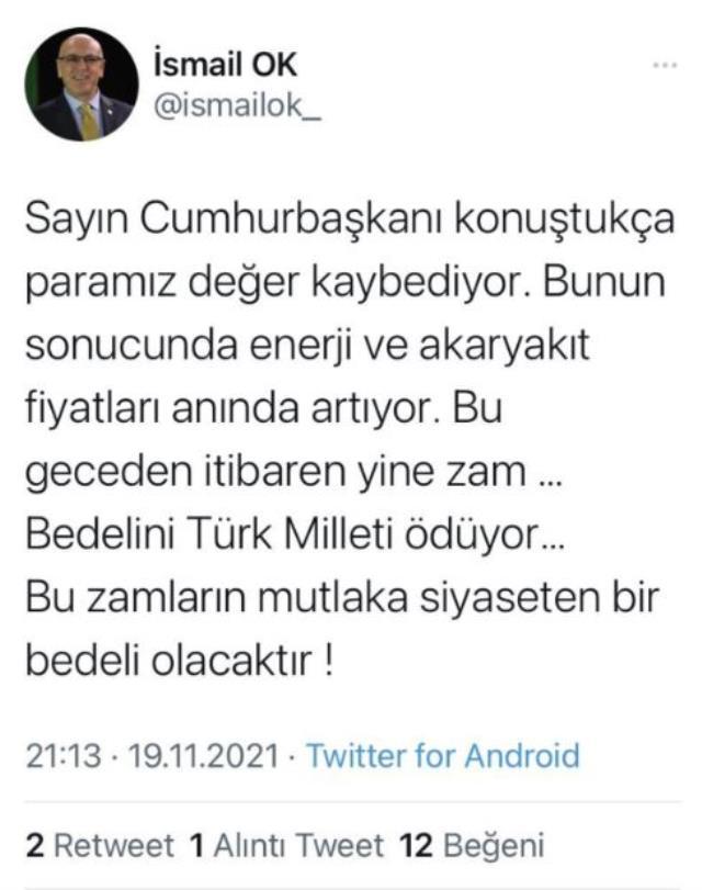AK Parti'ye yeni katılan İsmail Ok, Cumhurbaşkanı Erdoğan'ı hedef alan paylaşımlarını kaldırdı