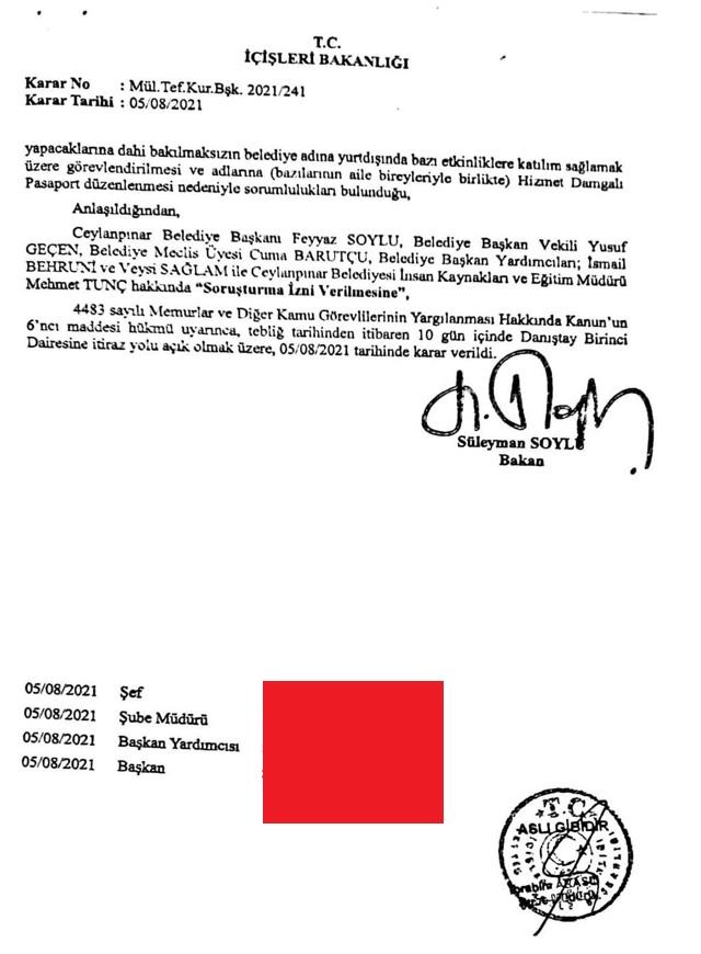 AK Partili Ceylanpınar Belediyesi hakkında 'hizmet damgalı pasaport' soruşturması: İçişleri Bakanı Soylu onay verdi AK Partili Ceylanpınar Belediyesi hakkında 'hizmet damgalı pasaport' soruşturması: İçişleri Bakanı Soylu onay verdi