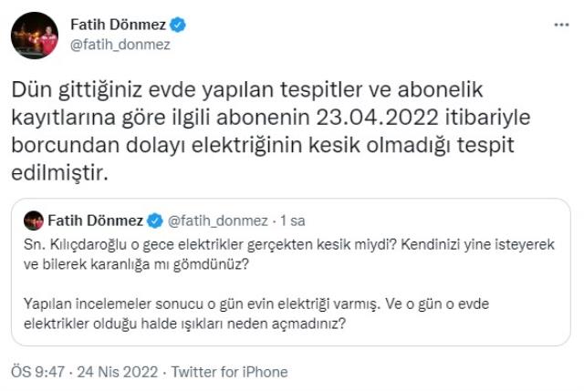 Bakan Dönmez'den Kılıçdaroğlu'yla ilgili gündemi değiştirecek açıklama: Yapılan incelemeler sonucu o gün evin elektriği varmış Bakan Dönmez'den Kılıçdaroğlu'yla ilgili gündemi değiştirecek açıklama: Yapılan incelemeler sonucu o gün evin elektriği varmış