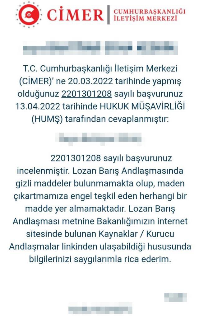 Cumhurbaşkanlığı İletişim Merkezi'nden 'Lozan'da gizli madde var mı?' sorusuna yanıt