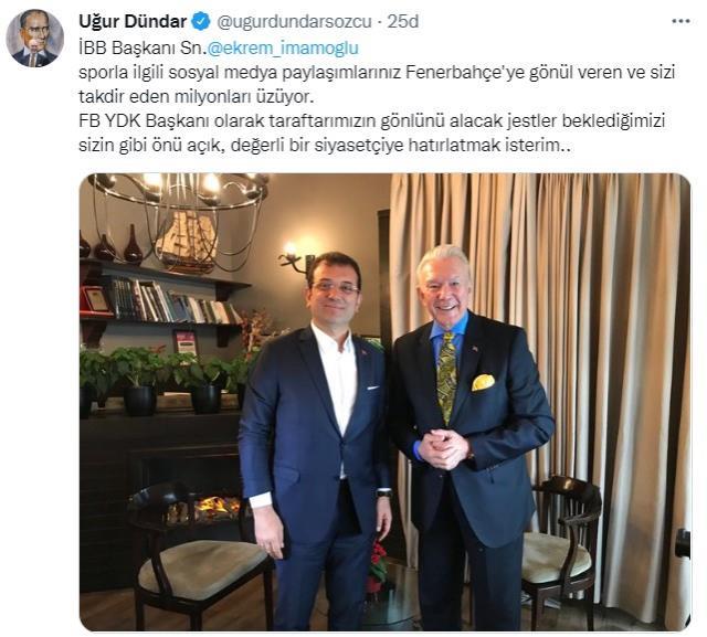 Trabzonspor hamlesiyle Fenerbahçe taraftarını kızdıran İmamoğlu, Uğur Dündar aracılığıyla mesaj gönderdi